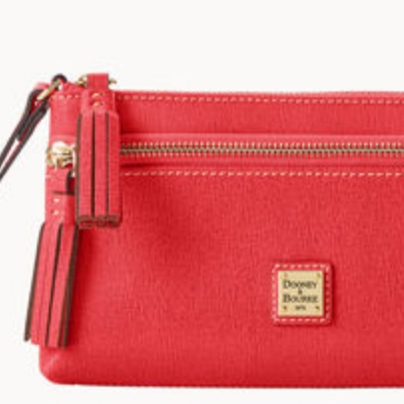 DOONEY AND BOURKE ITALIAN SAFFIANO LEATHER WRISTLET (TOMATO)  NWT - Picture 3 of 7